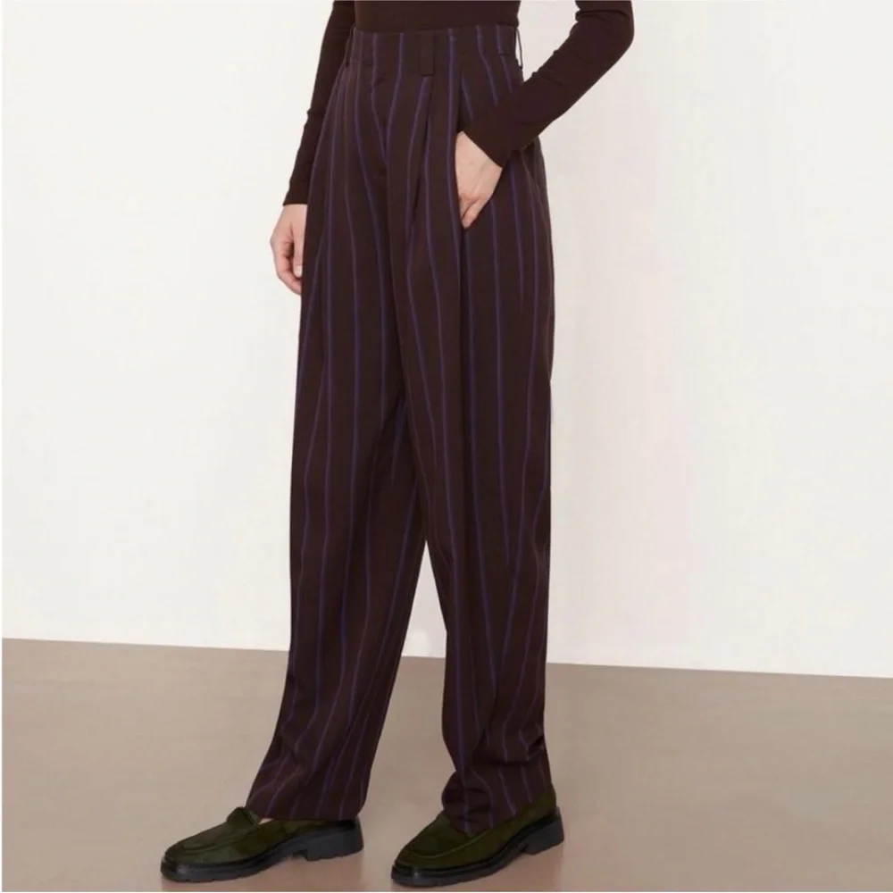 BNWT nwt Vince Striped Pleat Front Wide Leg Cropped Pant - Picture 5 of 7